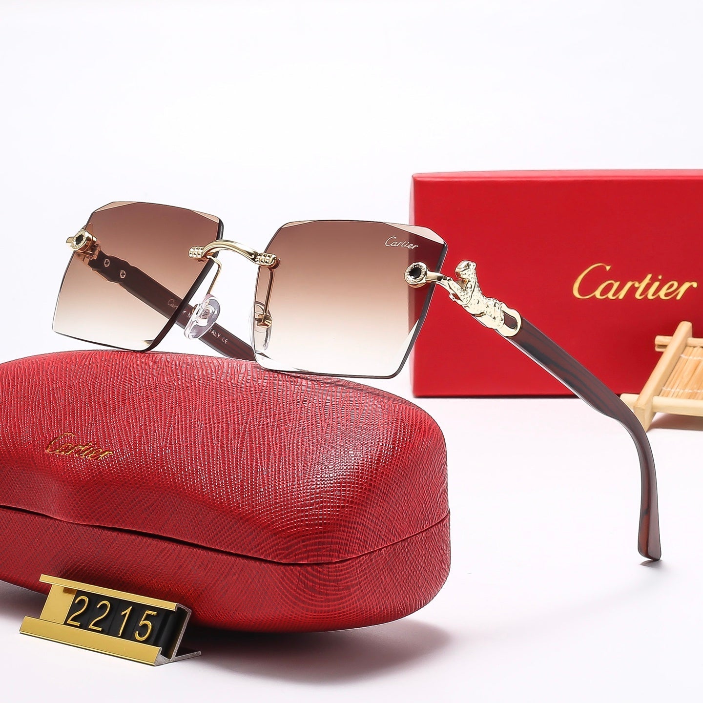5 Colors frameless leopard head Sunglasses 2215