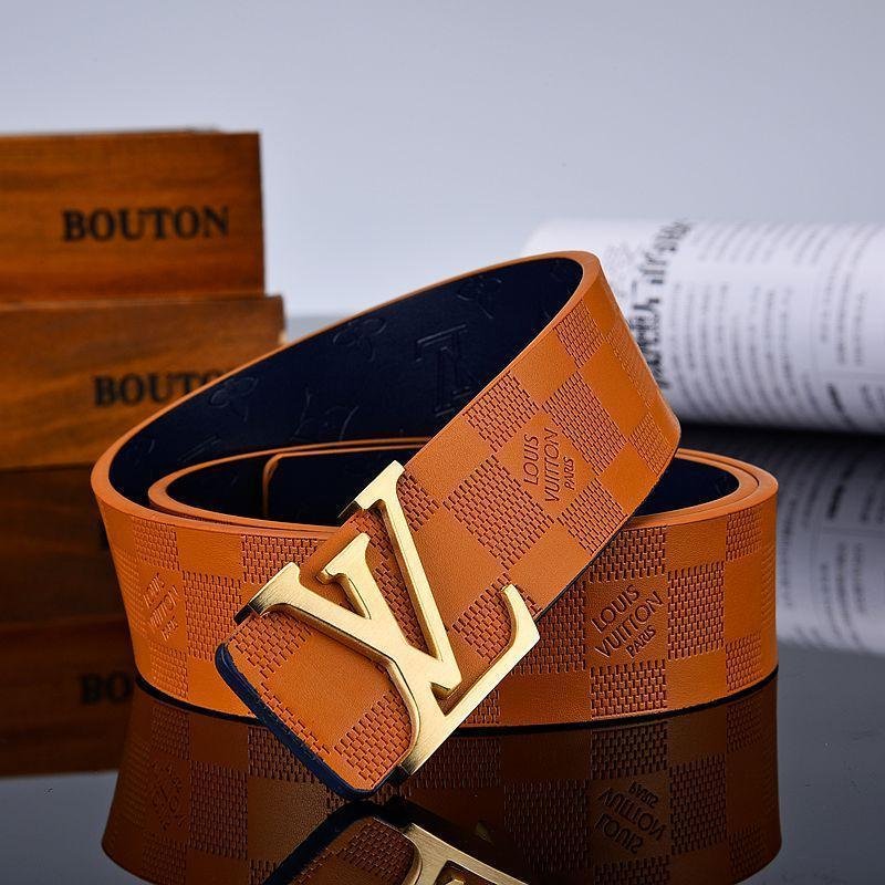 3 Colors New Letter Brown Leather Belt