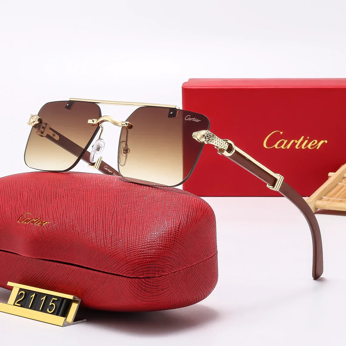 5 Colors Frameless leopard sunglasses 2115