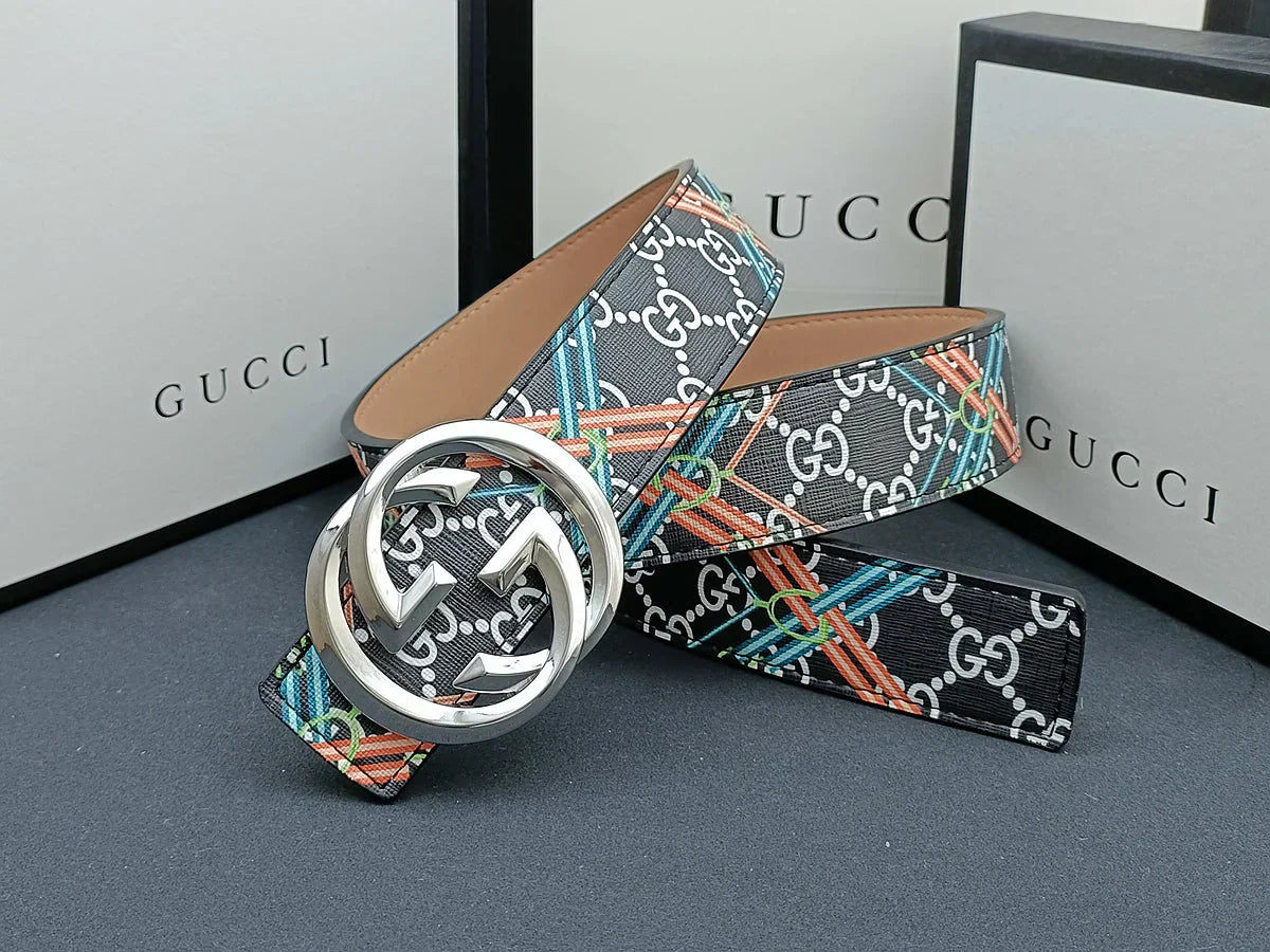 3 Colors double G stripe calico belt