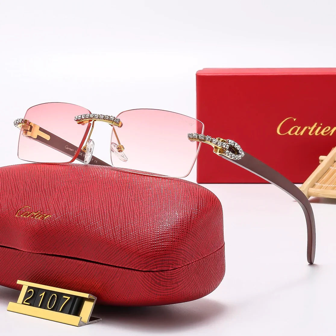 6 Colors Diamond Fashion Frameless Sunglasses 2107