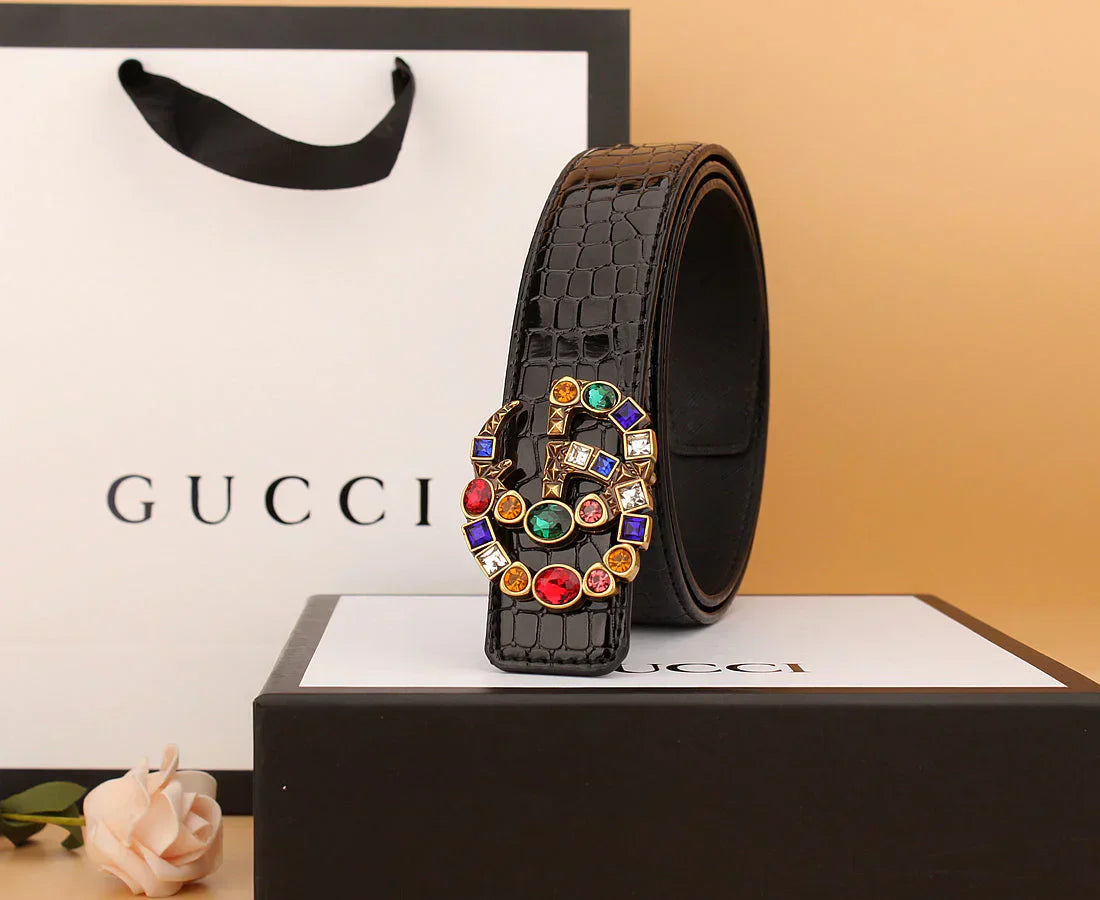 2 double G irregular colored diamond belts