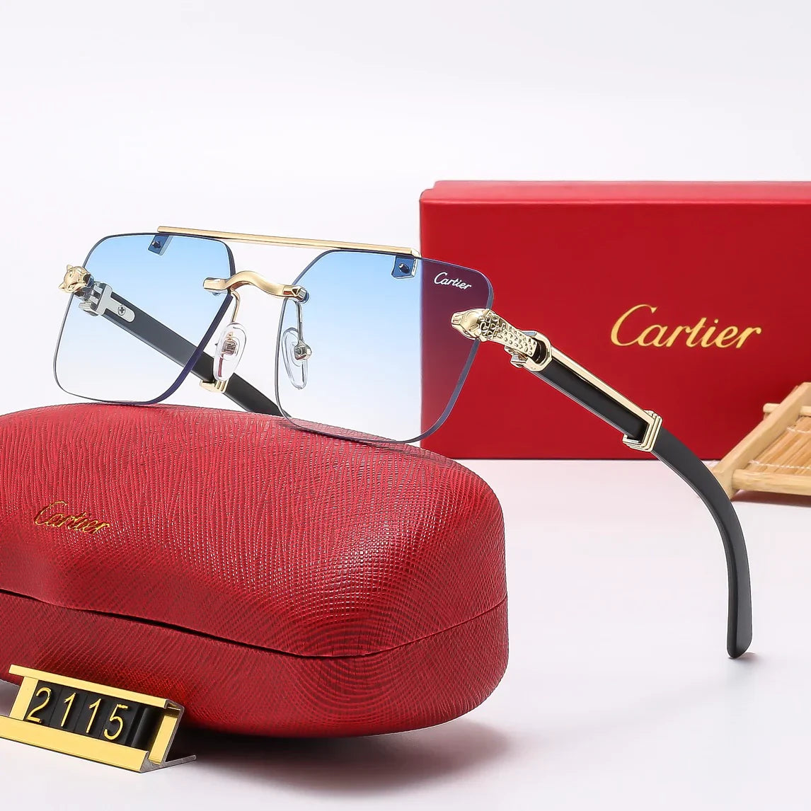 5 Colors Frameless leopard sunglasses 2115