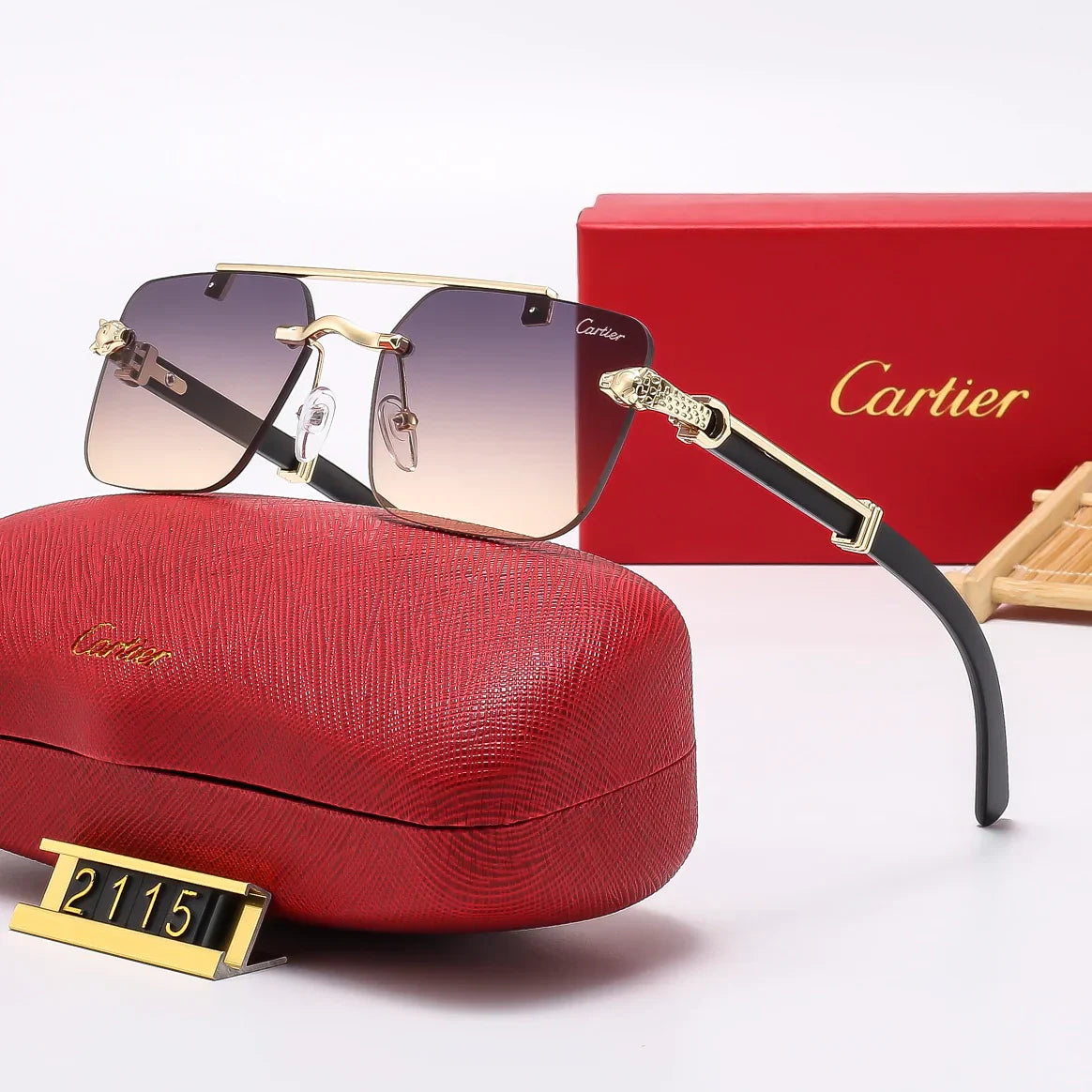 5 Colors Frameless leopard sunglasses 2115