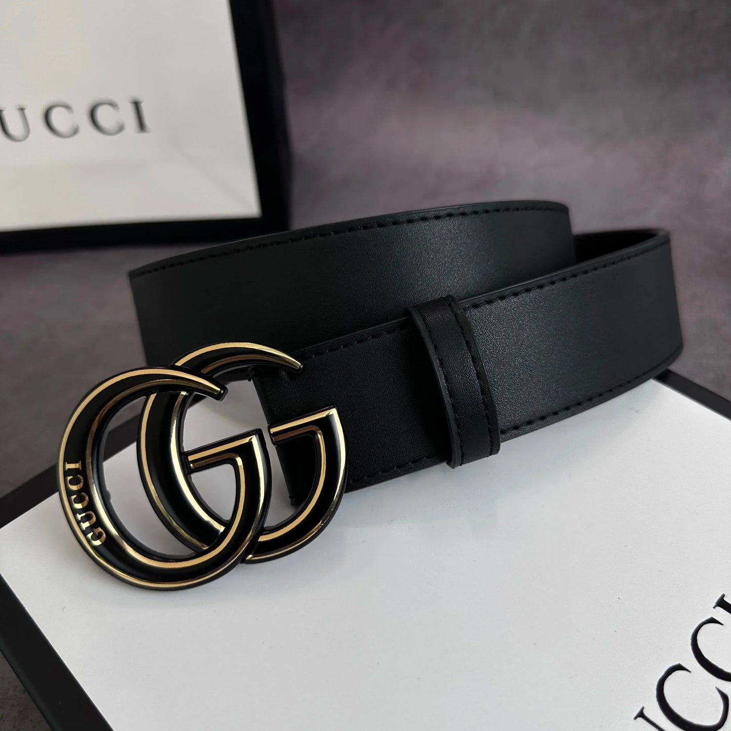 2 Colors printed letter leather belt