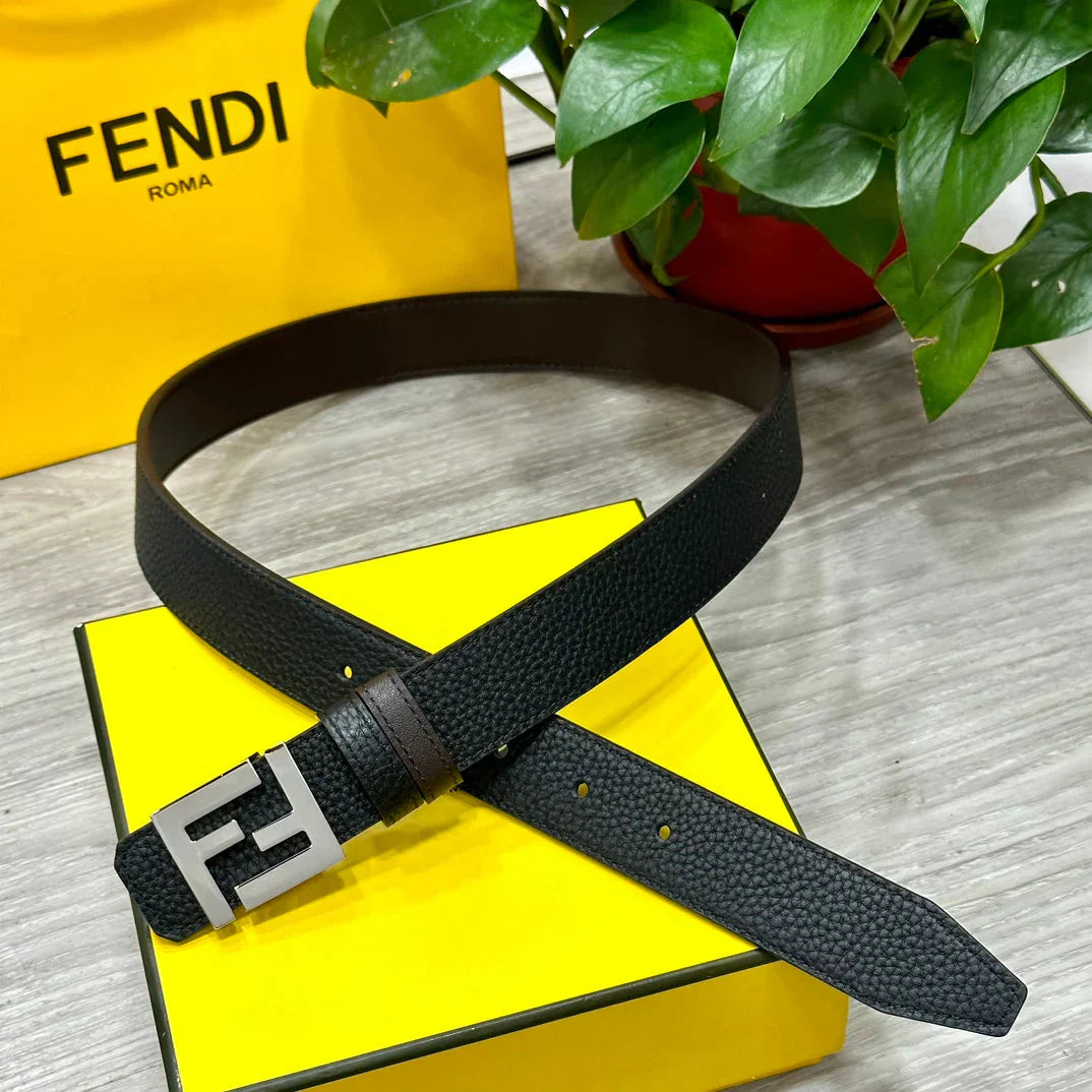 Double-sided top layer cowhide belt with classic FF pure copper buckle, width 3.0CM