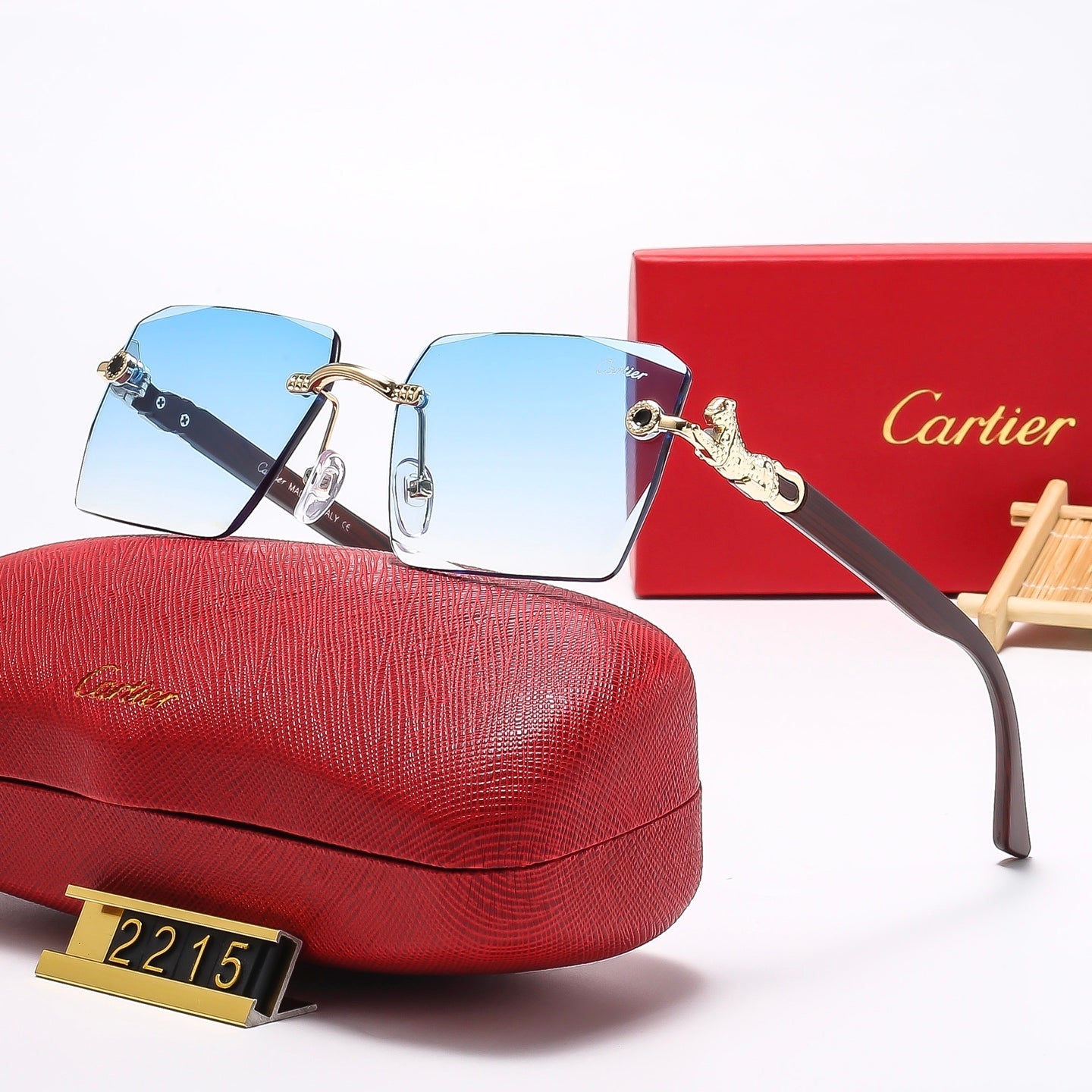 5 Colors frameless leopard head Sunglasses 2215