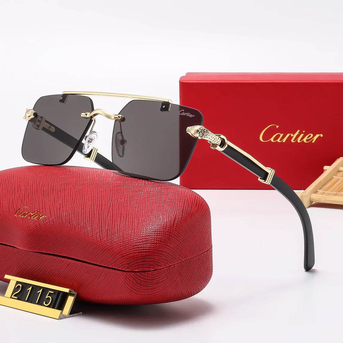 5 Colors Frameless leopard sunglasses 2115