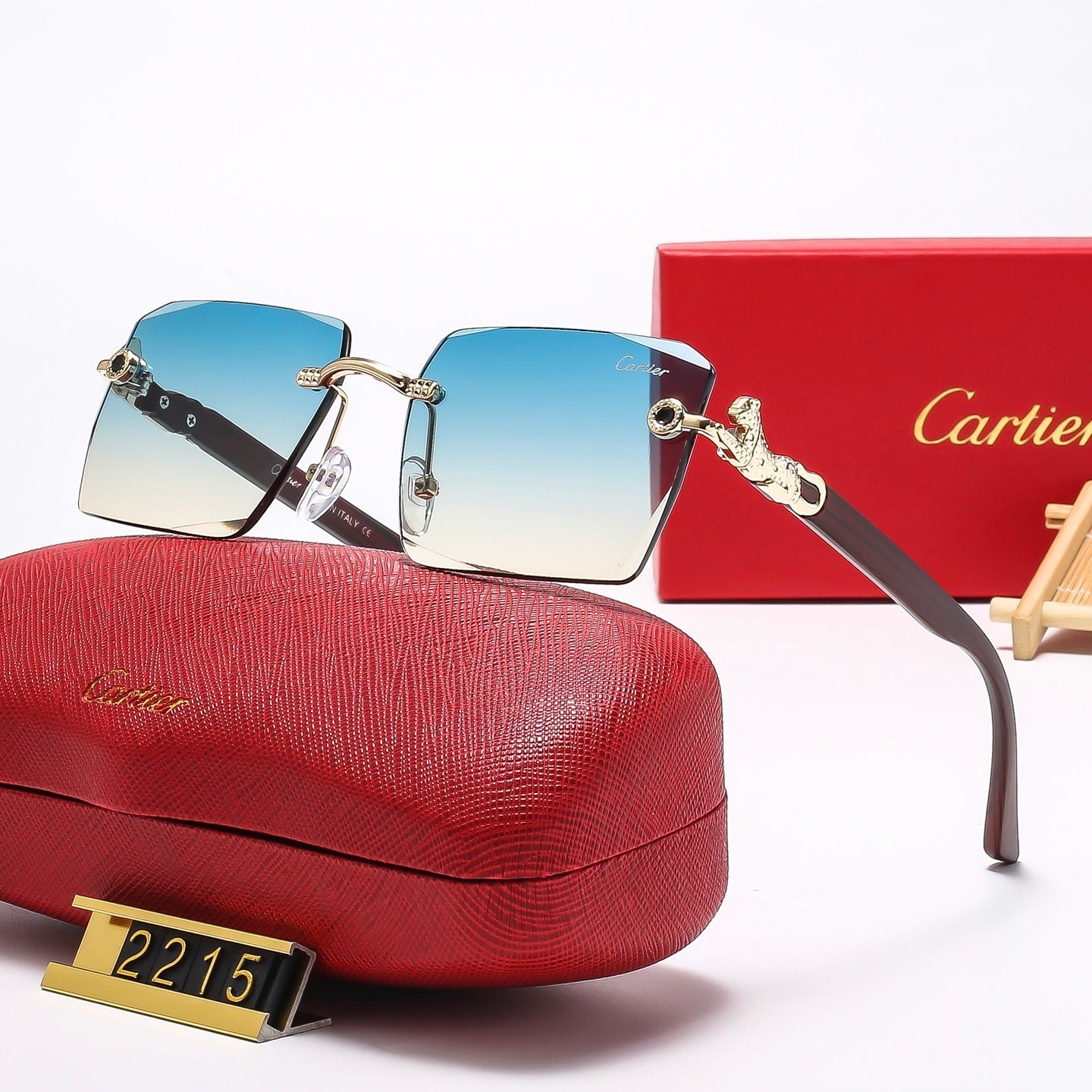 5 Colors frameless leopard head  Sunglasses 2215