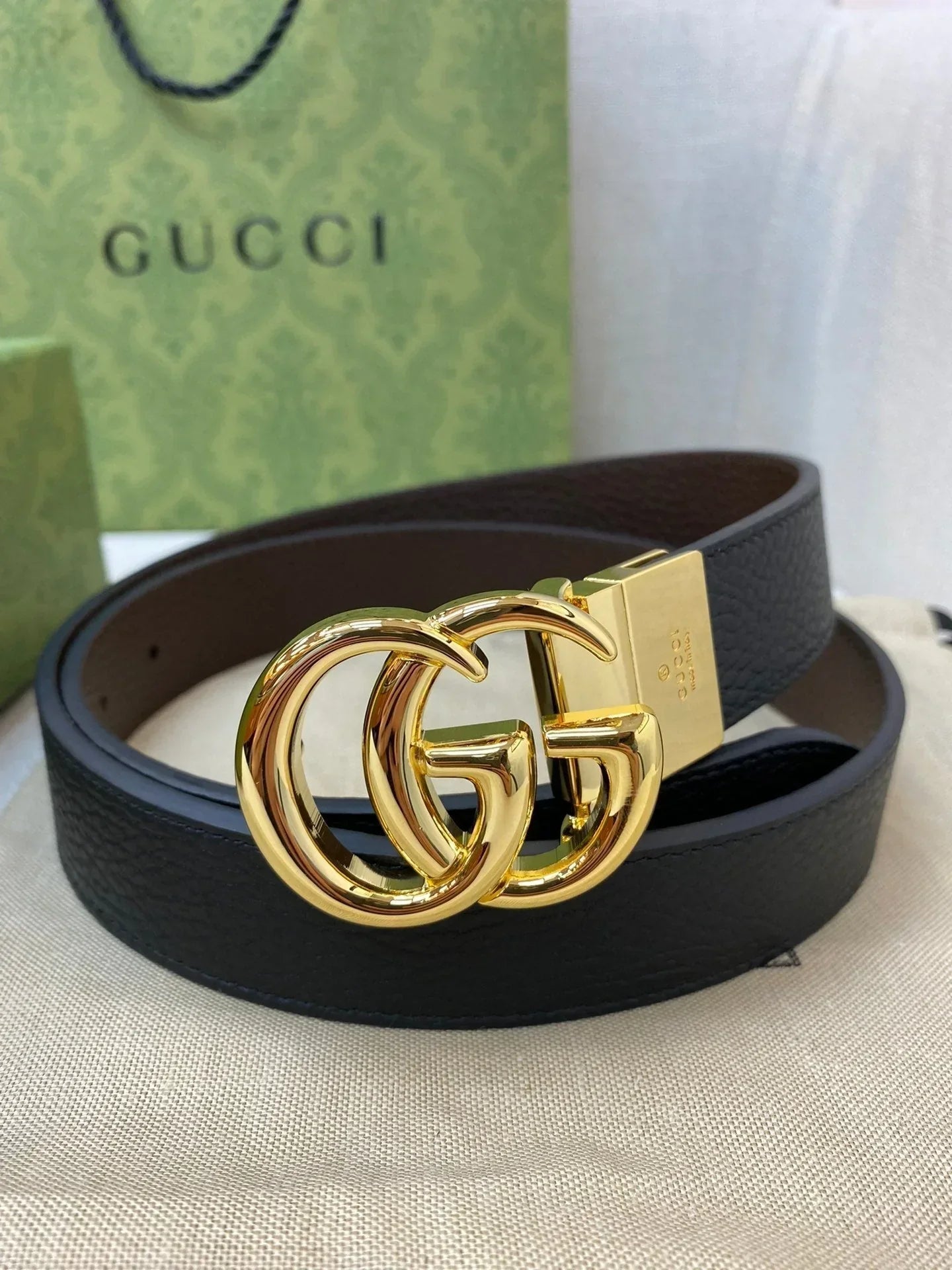 Double-sided imported top-layer cowhide lychee pattern belt, black and coffee, width 3.0