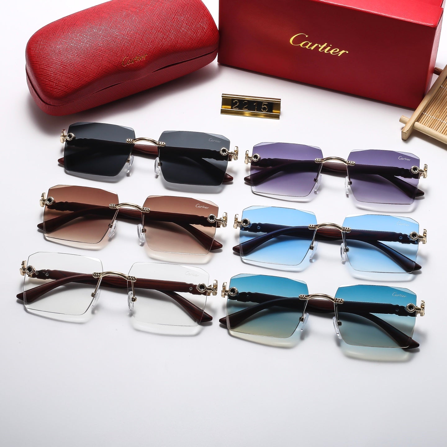 5 Colors frameless leopard head  Sunglasses 2215