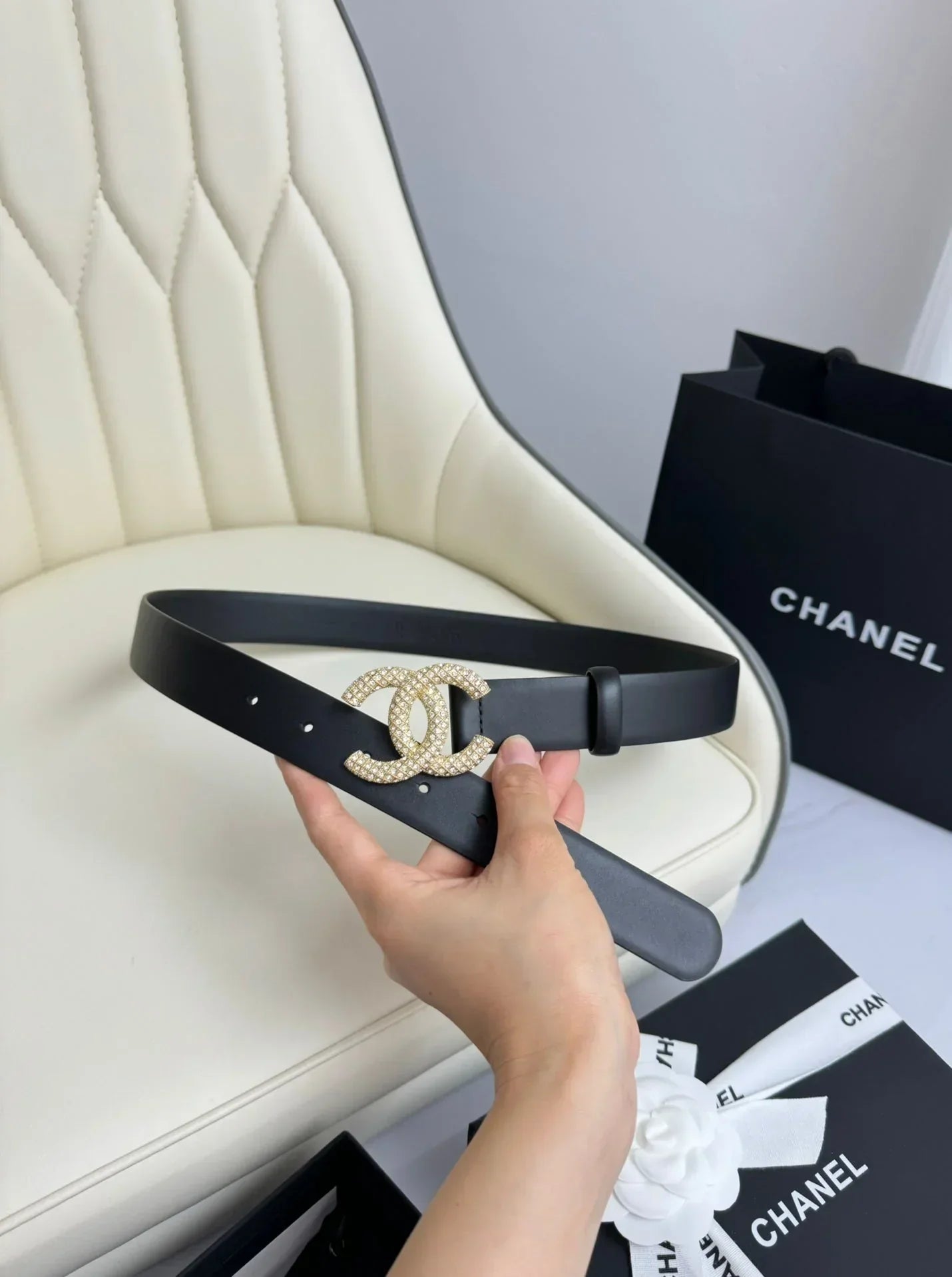 Italian leather buckle belt, width 3.0cm