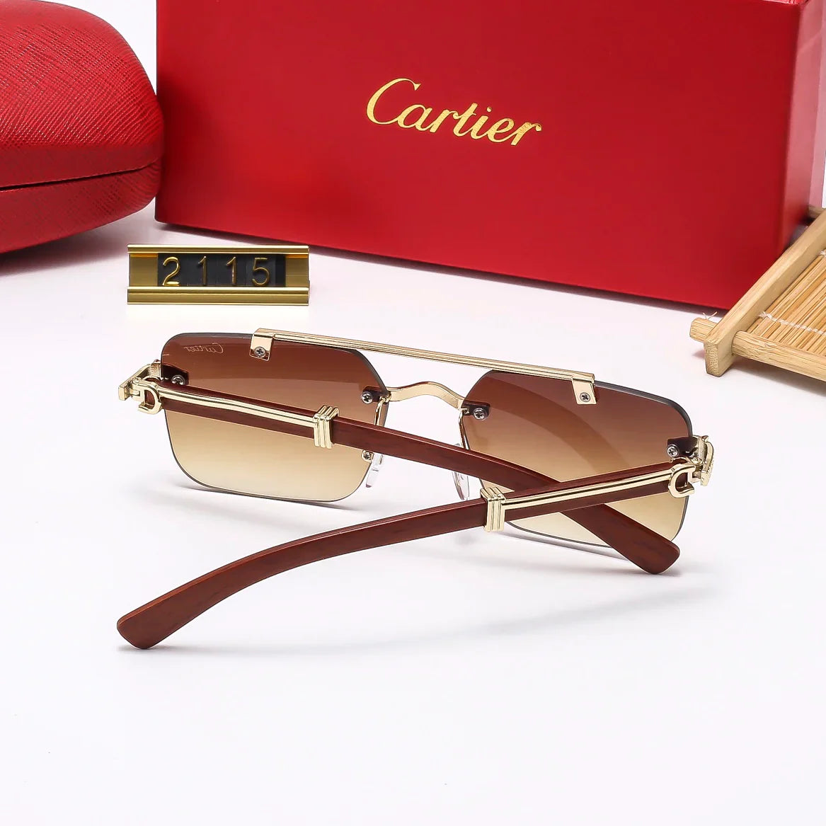 5 Colors Frameless leopard sunglasses 2115