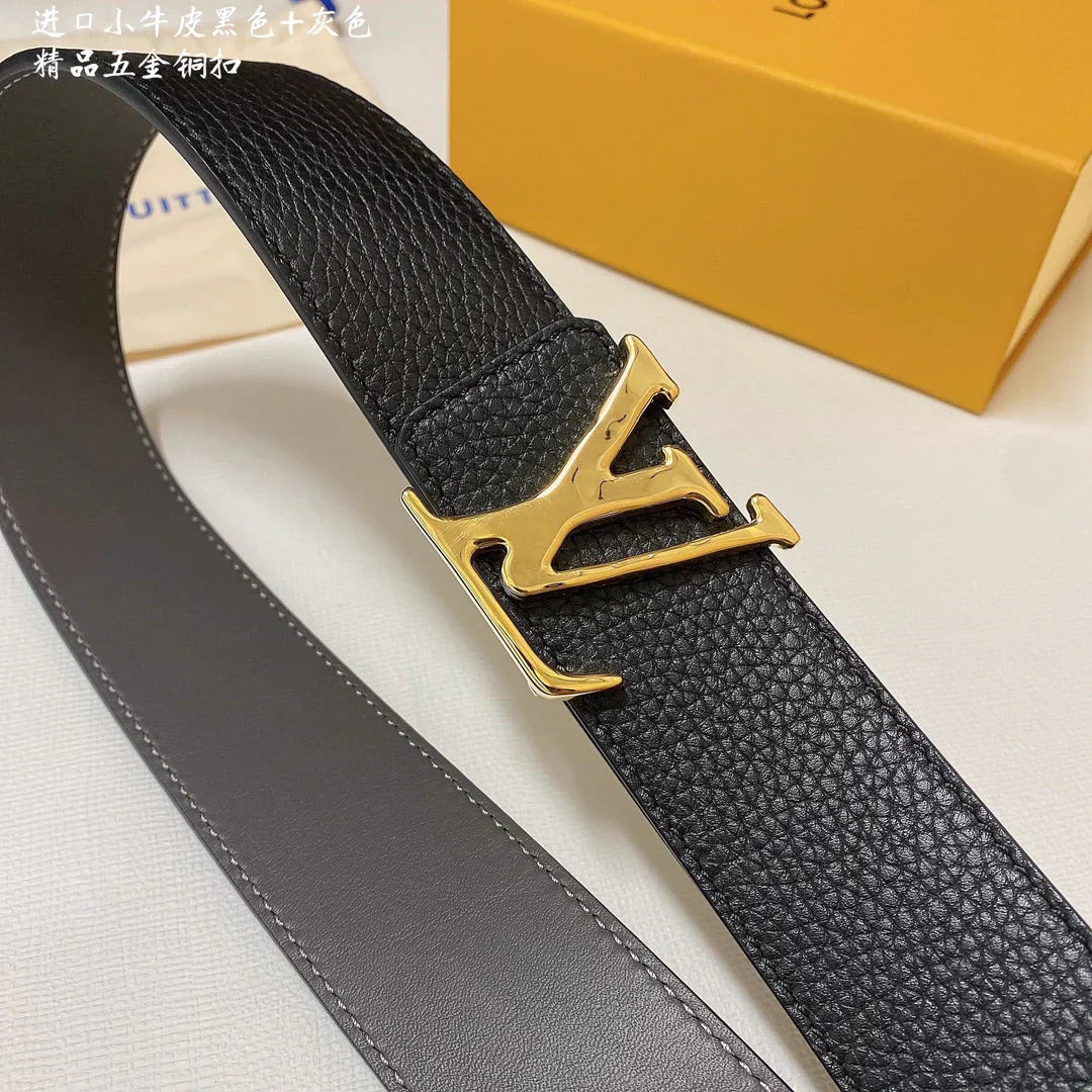 Double-sided cowhide Men's belt width 4.0 CM