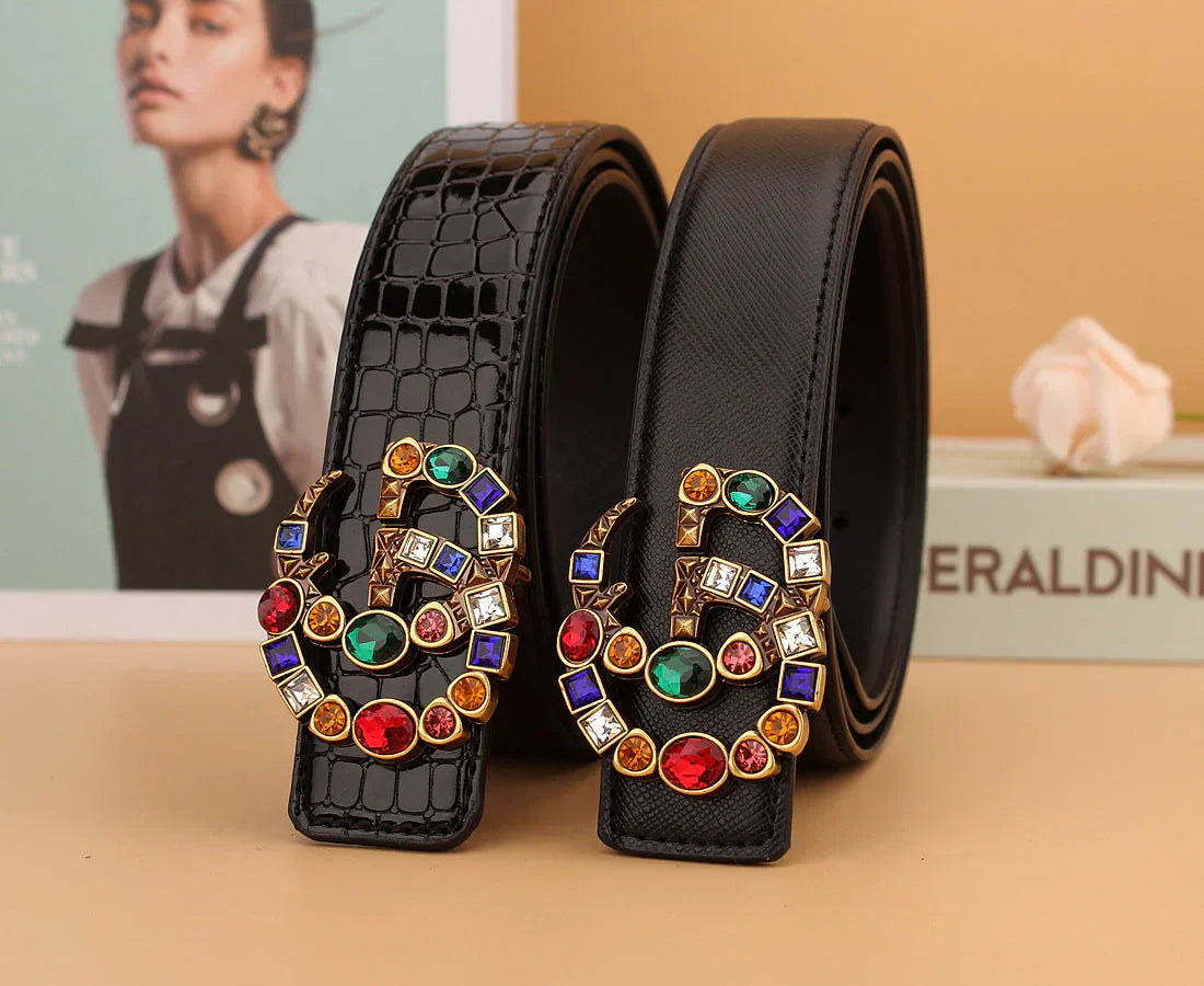 2   double G irregular colored diamond belts