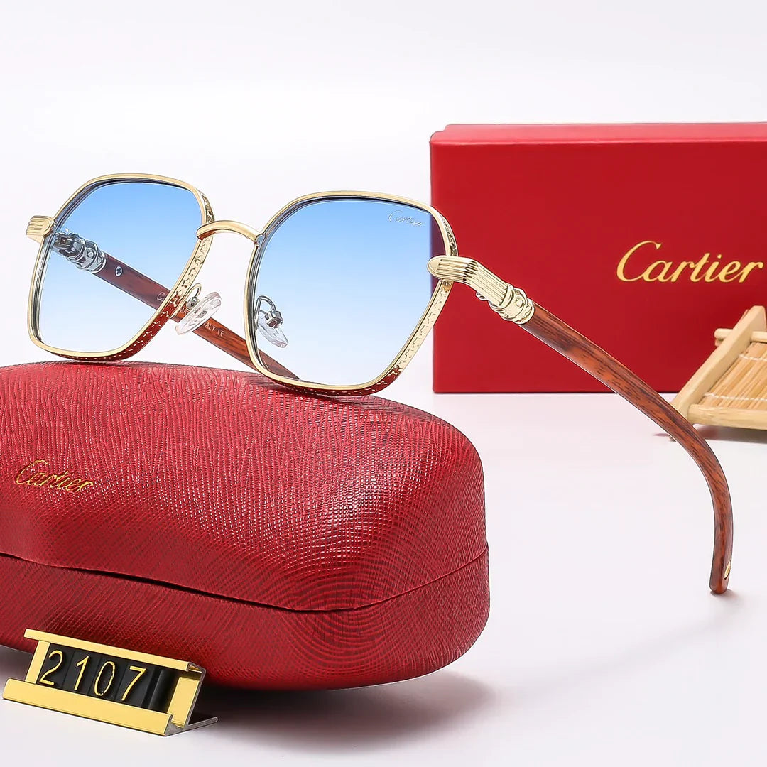 Square Fashion Wooden Frame Sunglasses 2107