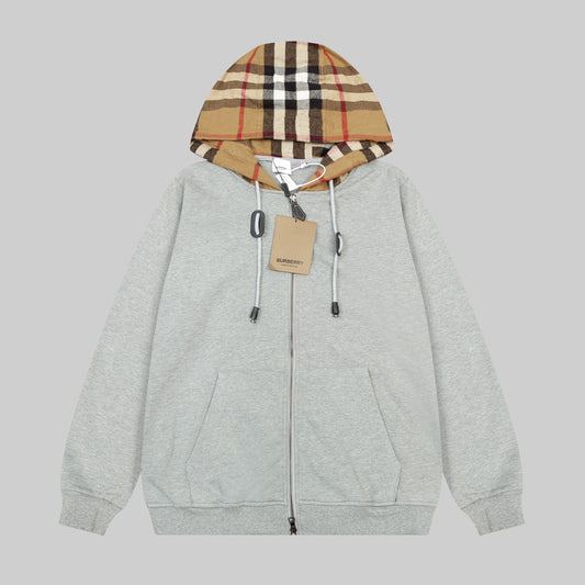 Check Zipper Hoodie